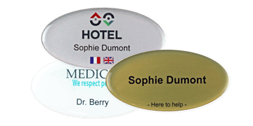 Premium Impress Name Badge, 75 X 32 mm - Oval